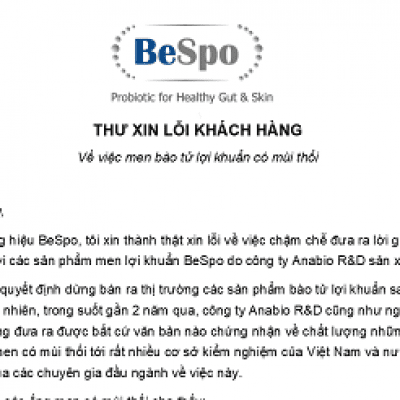 Thư xin lỗi về men bào tử lợi khuẩn có mùi thối